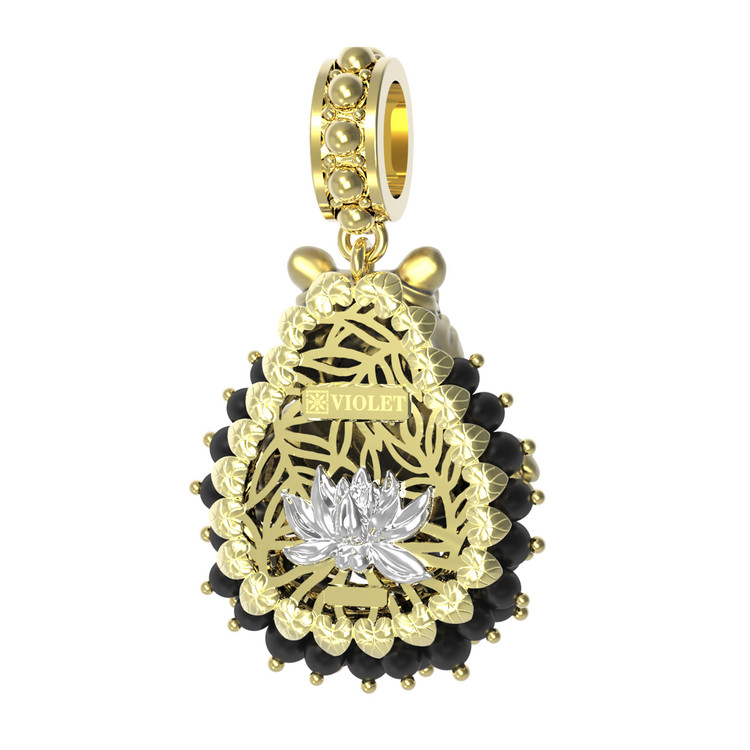 Подвеска из лимонного золота c эмаль и ониксом