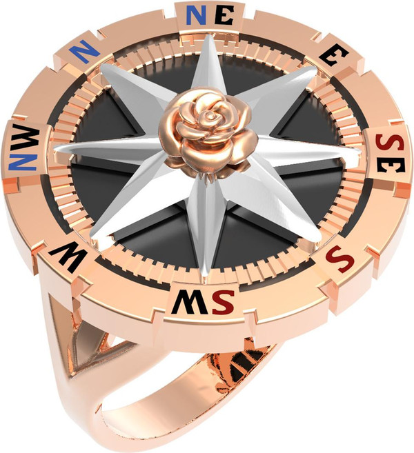 Кольцо из золота c эмаль и ониксом