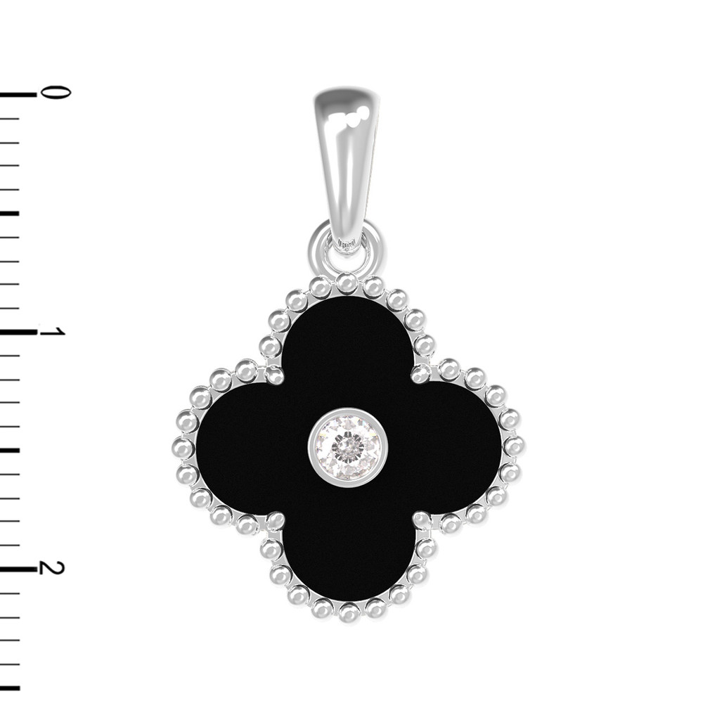 Подвеска из белого золота c бриллиантами и ониксом
