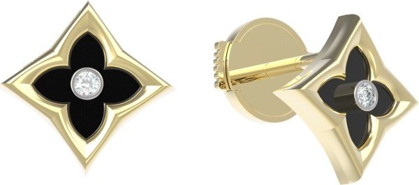 Серьги из лимонного золота c бриллиантами и ониксом