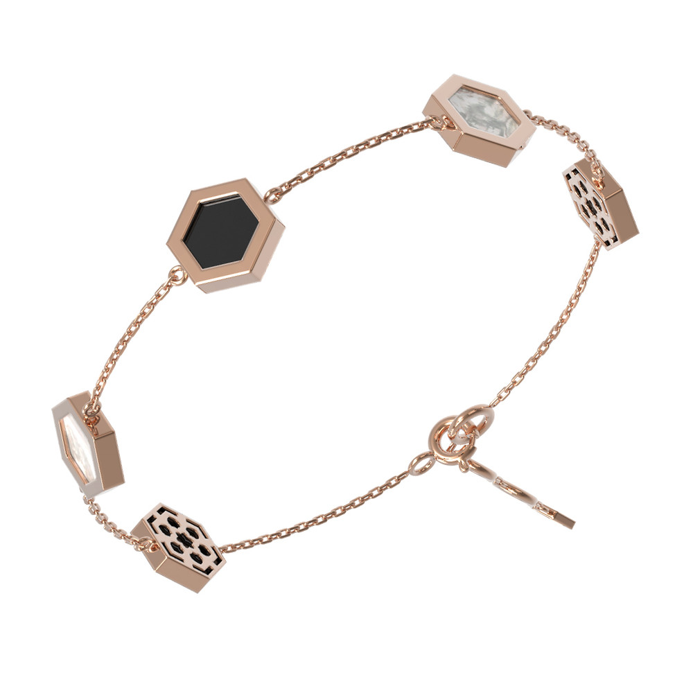 Браслет из золота c ониксом и перламутром