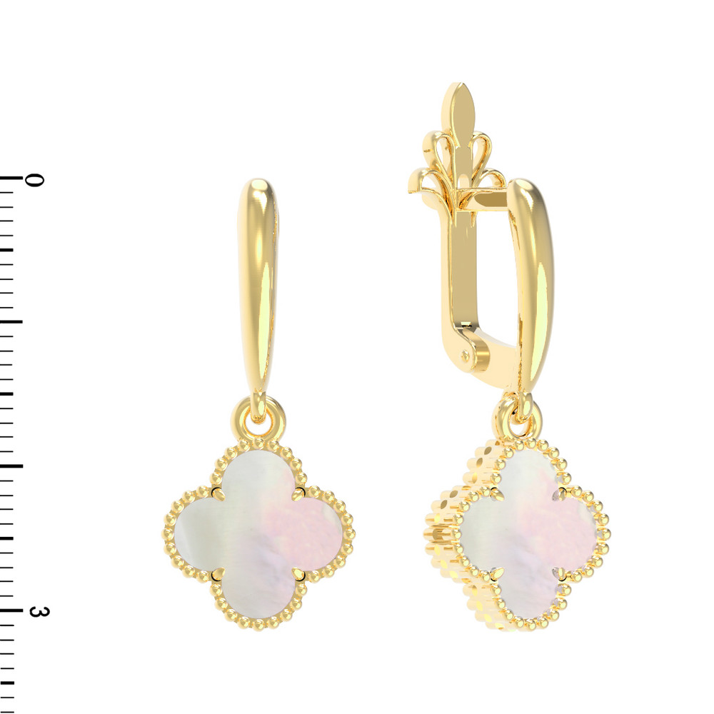 Серьги из лимонного золота c перламутром