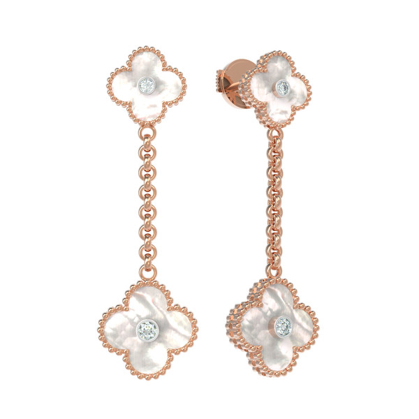 Серьги из золота c бриллиантами и перламутром