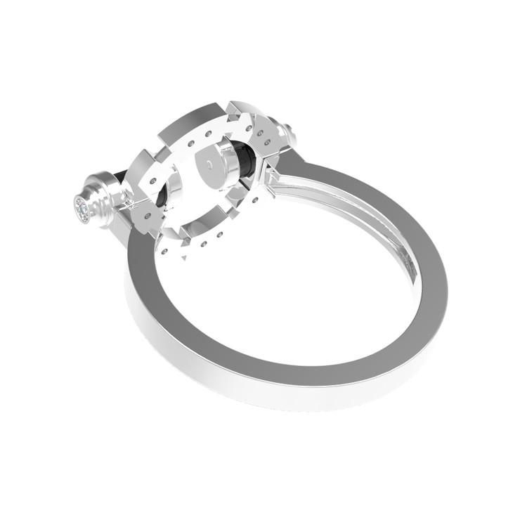 Кольцо из белого золота c бриллиантами и ониксом