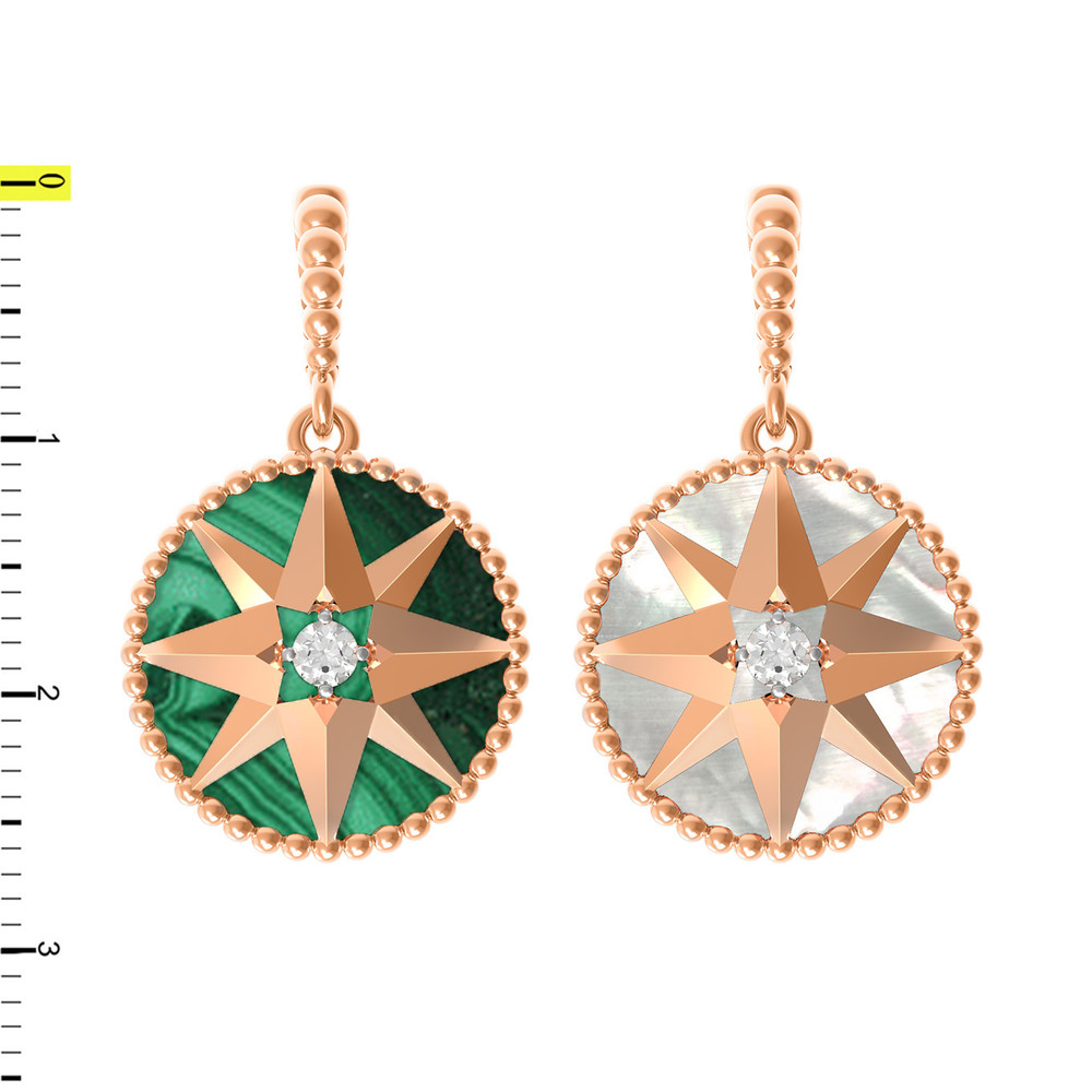 Подвеска из золота c фианитом, малахитом и перламутром