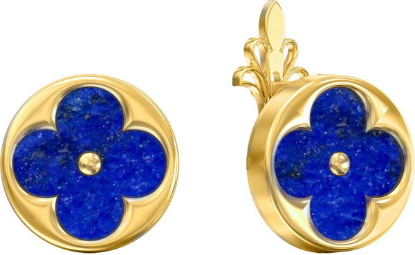 Серьги из лимонного золота c лазуритом