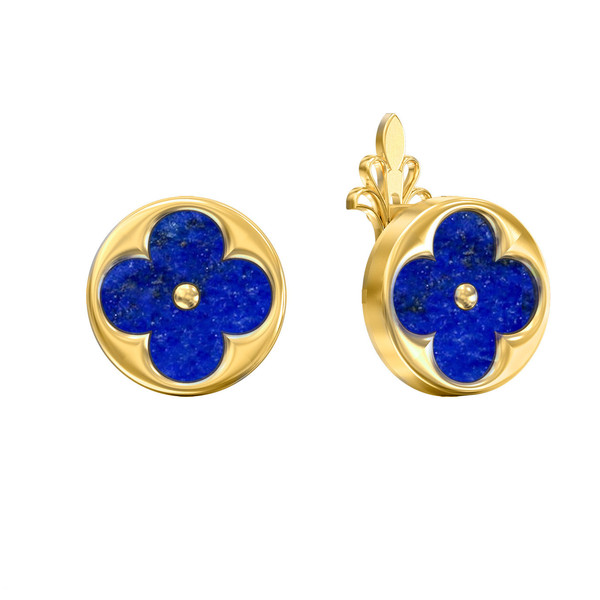 Серьги из лимонного золота c лазуритом