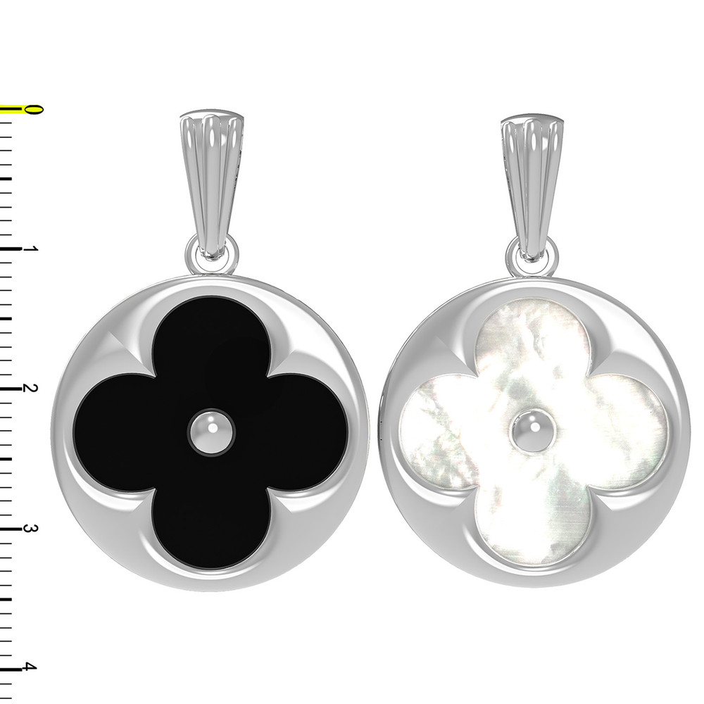 Подвеска из белого золота c ониксом и перламутром