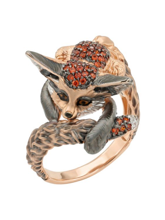 Кольцо из золота c эмаль и фианитом