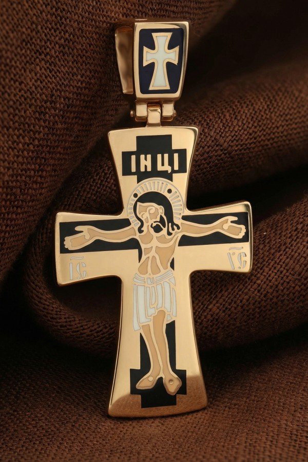 Крест из золота c эмалью