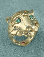 Кольцо из лимонного золота c изумрудом и рубином