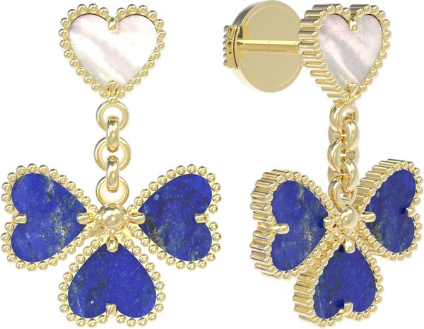 Серьги из лимонного золота c лазуритом и перламутром