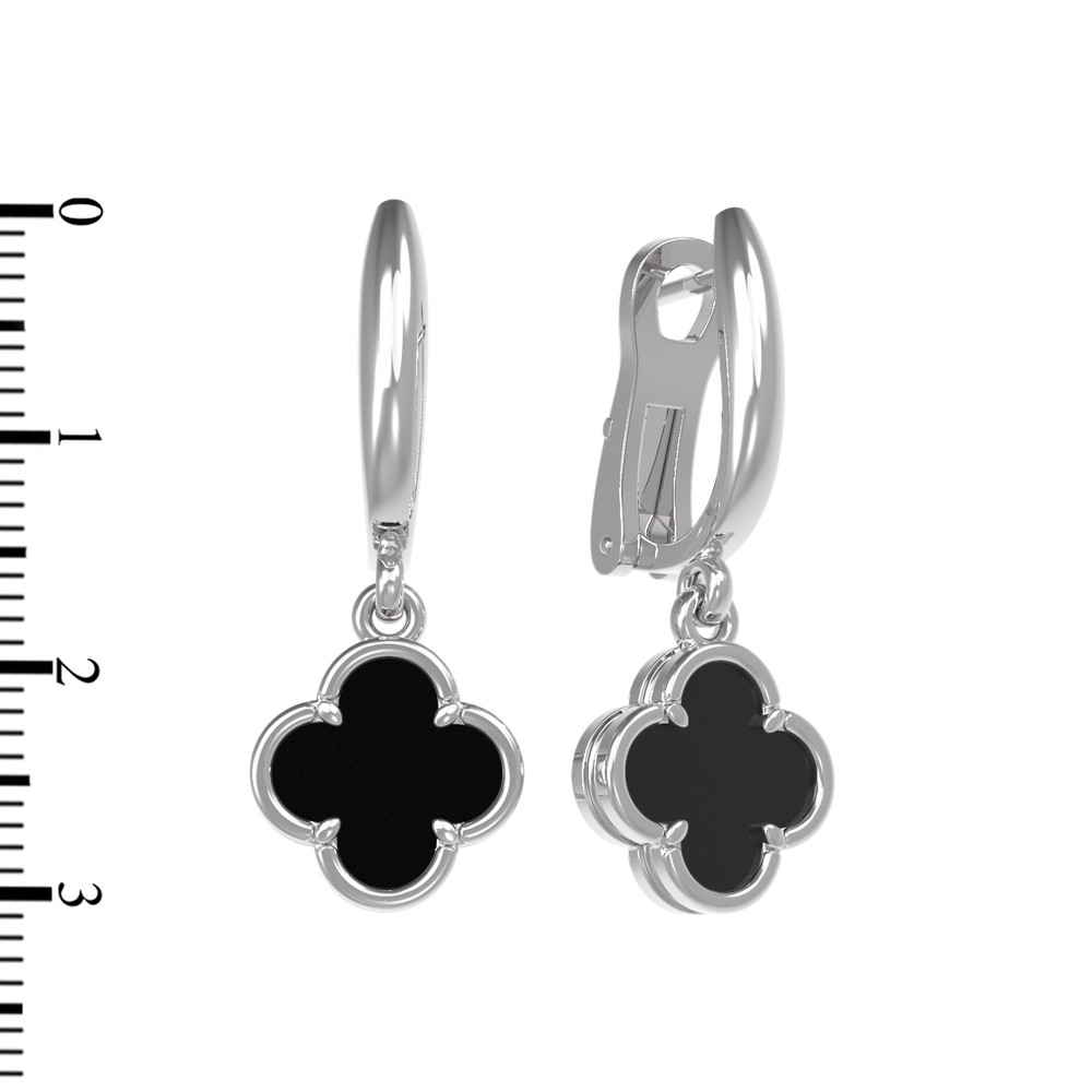 Серьги из белого золота c ониксом