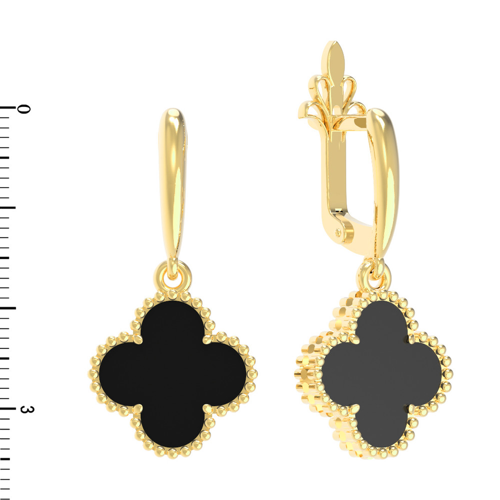 Серьги из лимонного золота c ониксом