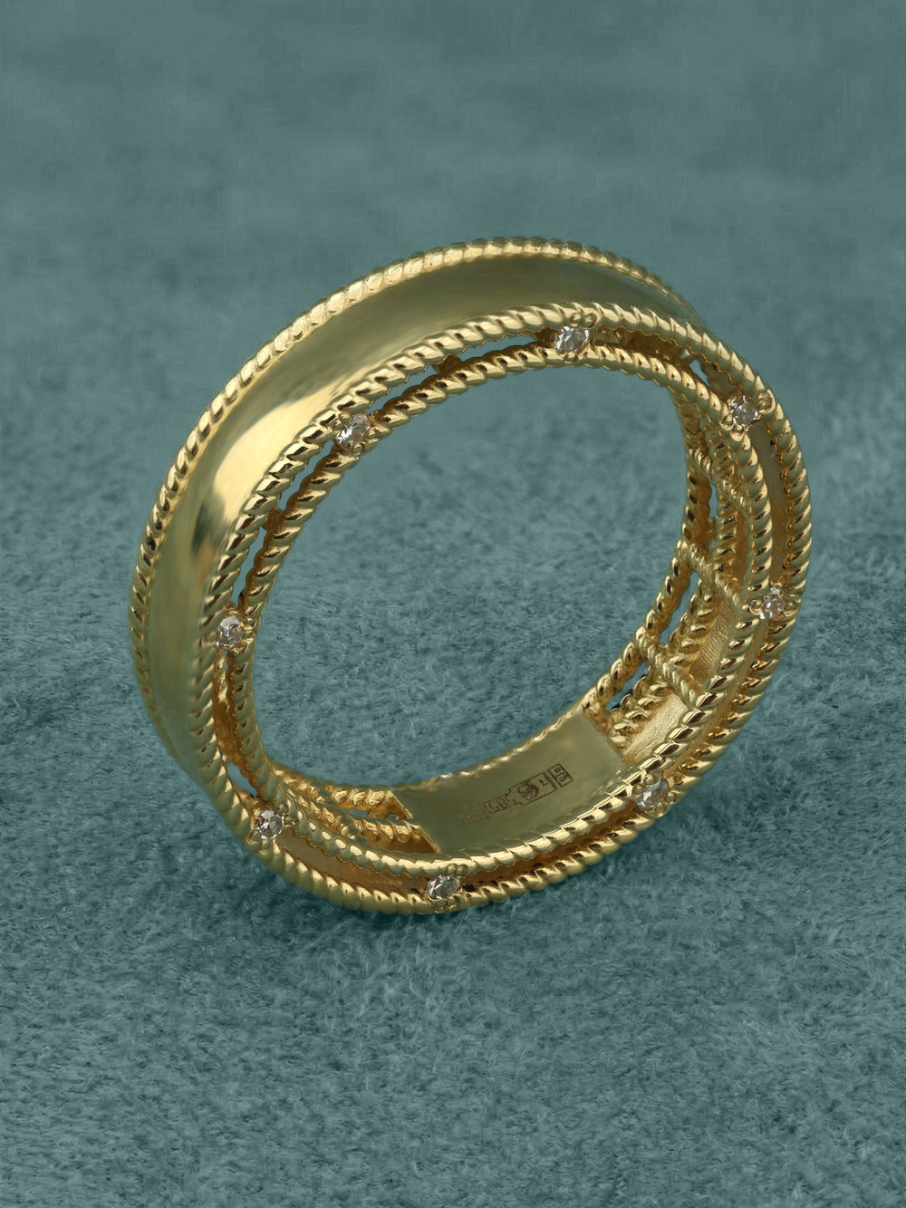 Кольцо из лимонного золота c бриллиантами