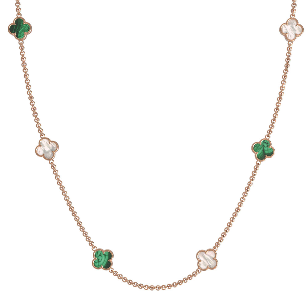 Колье из золота c малахитом и перламутром