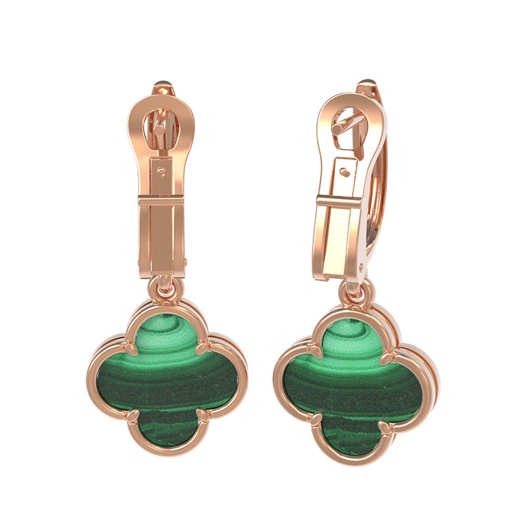 Серьги из золота c малахитом