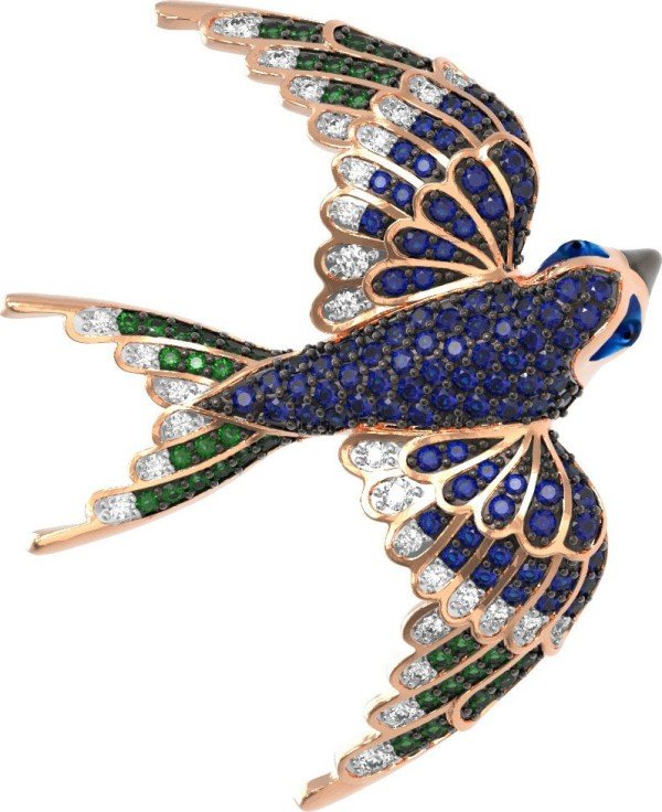 Подвеска из золота c эмалью и фианитом