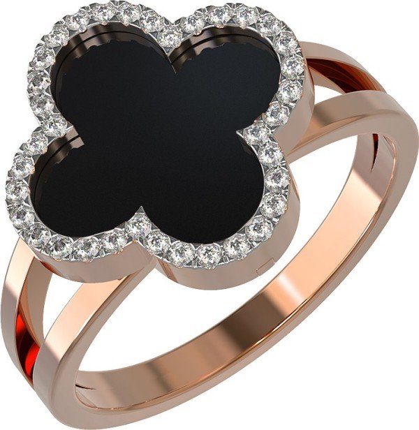 Кольцо из золота c бриллиантами и ониксом