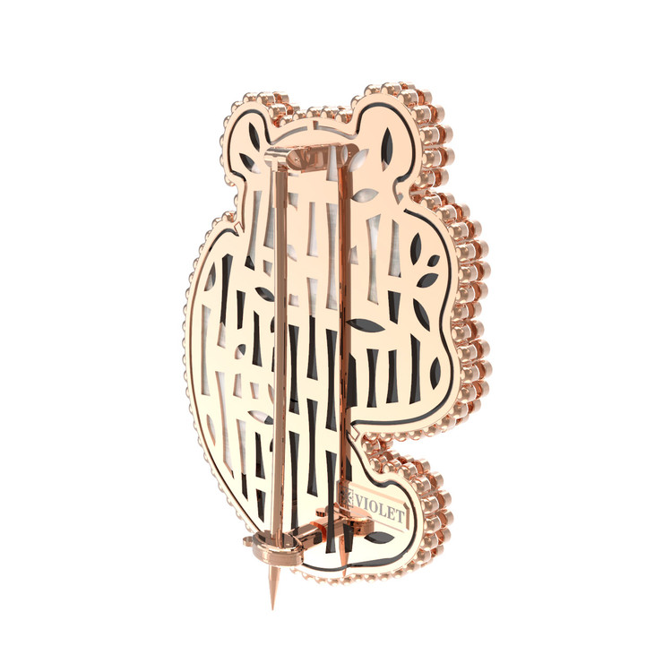 Брошь из золота c эмаль , ониксом и перламутром