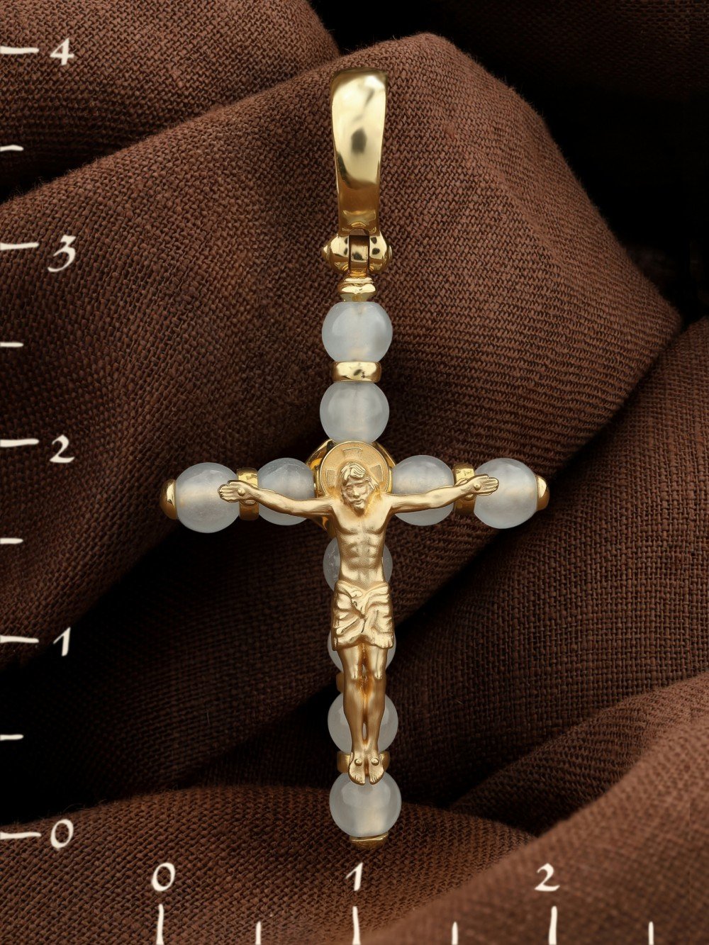 Крест из лимонного золота c агатом