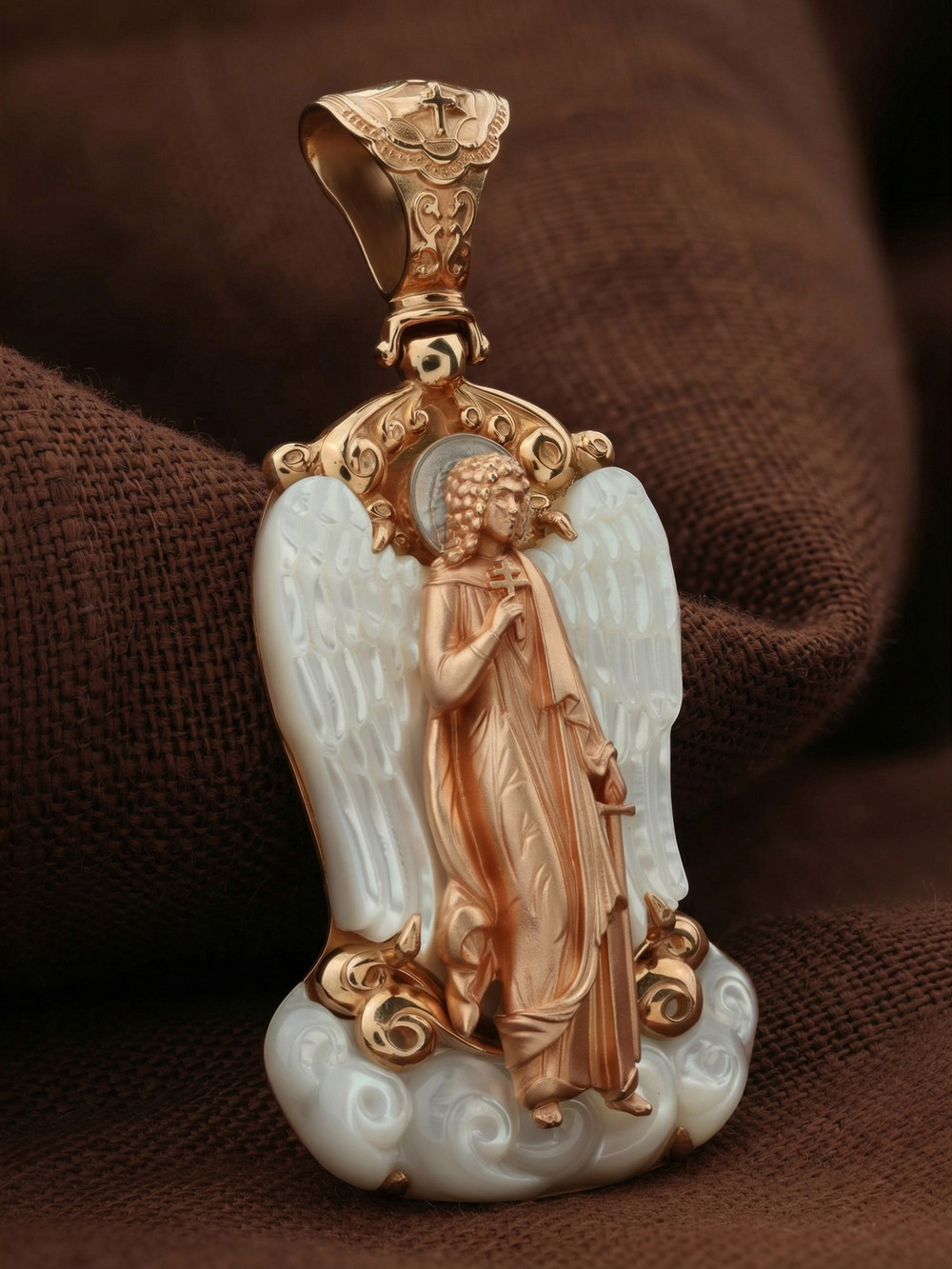 Образок из золота c перламутром