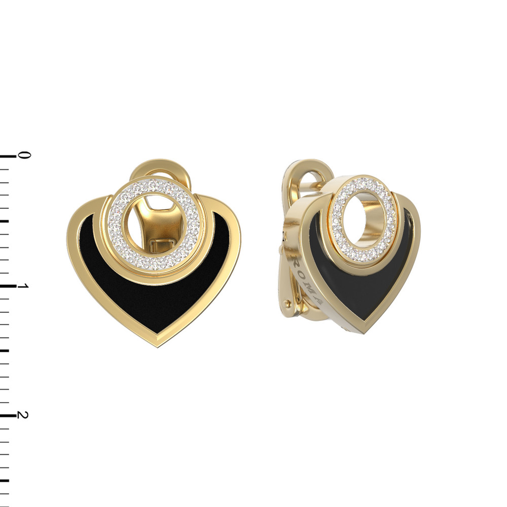 Серьги из лимонного золота c бриллиантами и ониксом