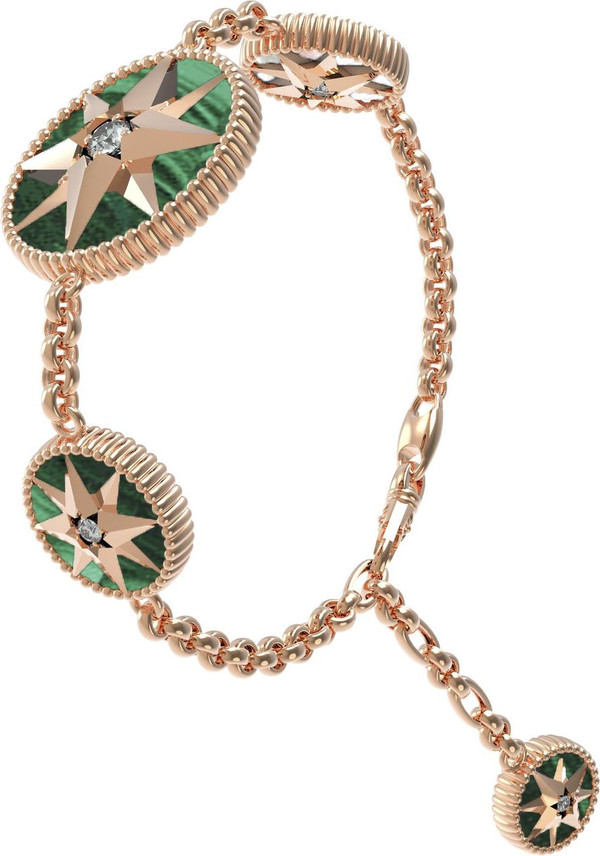 Браслет из золота c фианитом, малахитом и перламутром