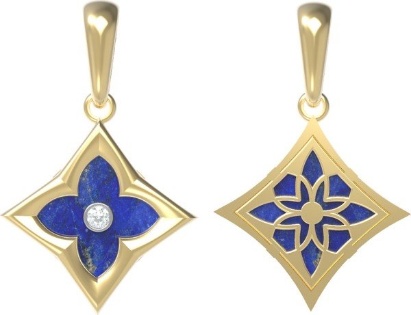 Подвеска из лимонного золота c бриллиантами и лазуритом