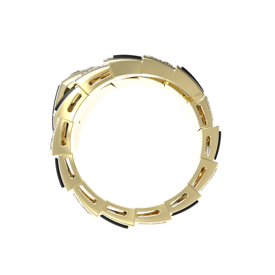 Кольцо из лимонного золота c бриллиантами и ониксом