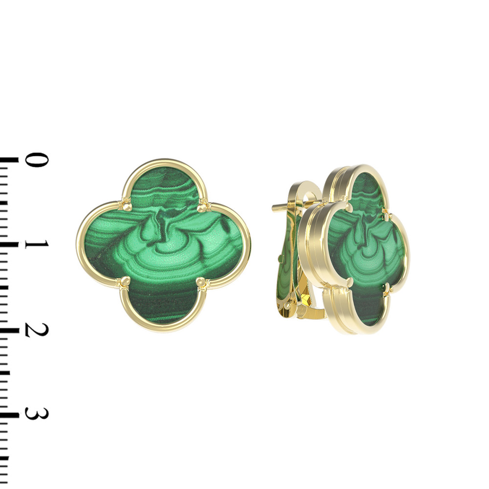 Серьги из лимонного золота c малахитом