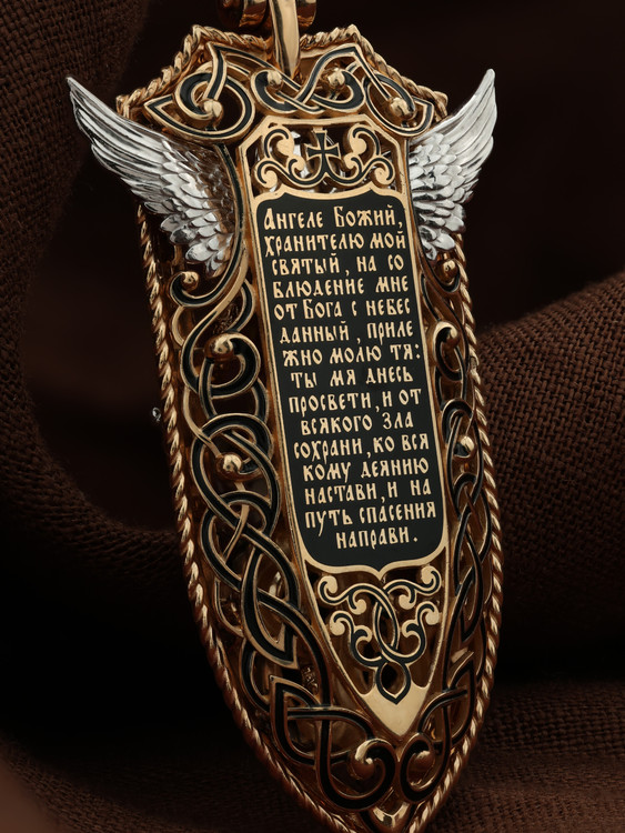 Образок из золота c эмаль и бивнем мамонта