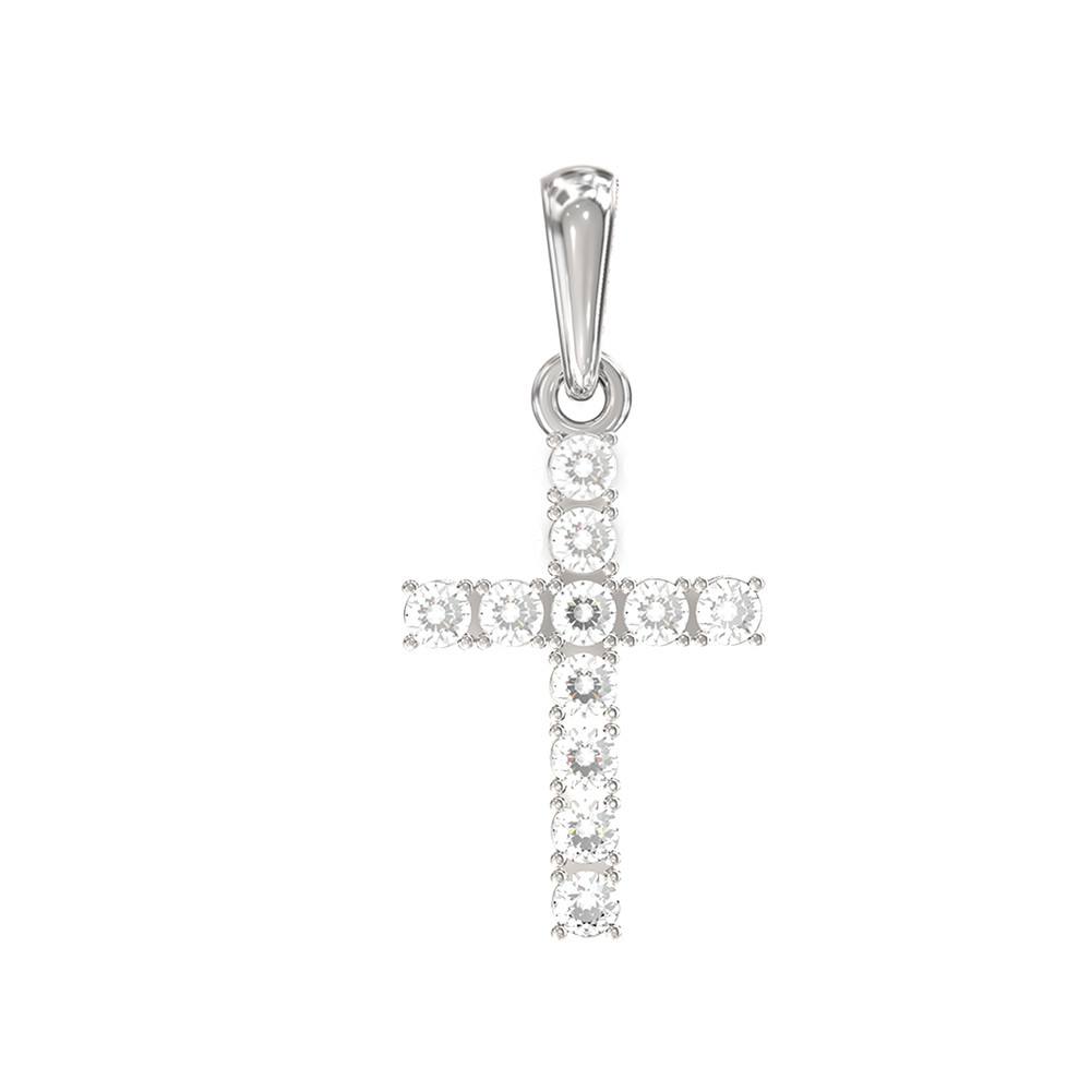 Крест из белого золота c бриллиантами