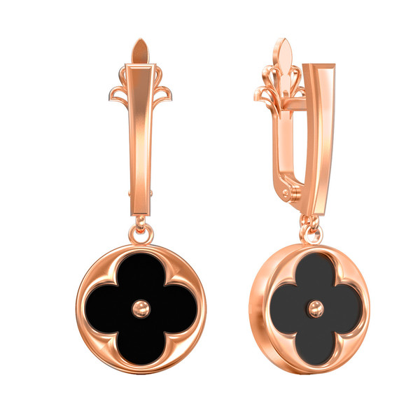 Серьги из золота c ониксом