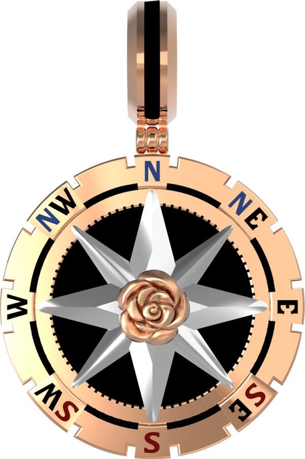 Подвеска из золота c эмалью и ониксом