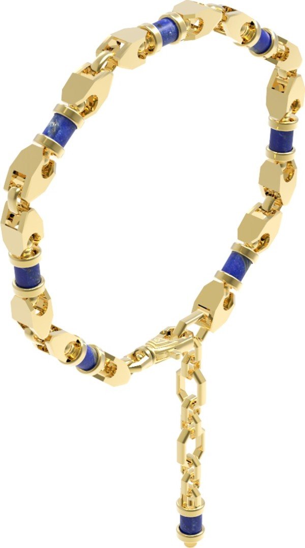 Браслет из лимонного золота 585 пробы c лазуритом