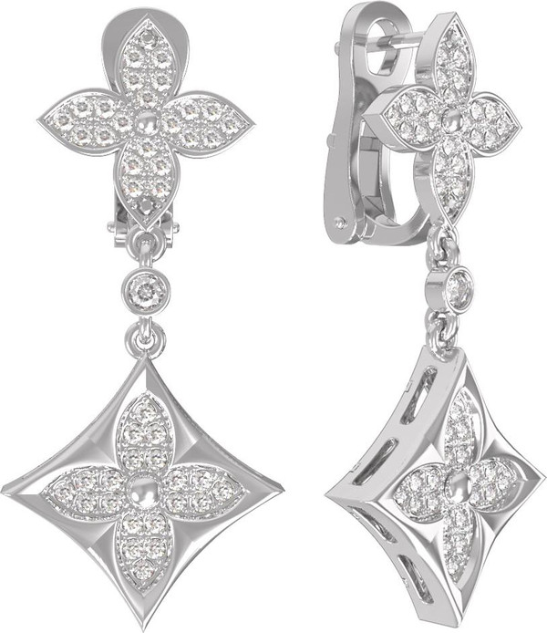 Серьги из белого золота c бриллиантами