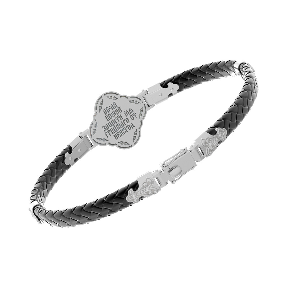 Браслет из белого золота c шнурком и перламутром