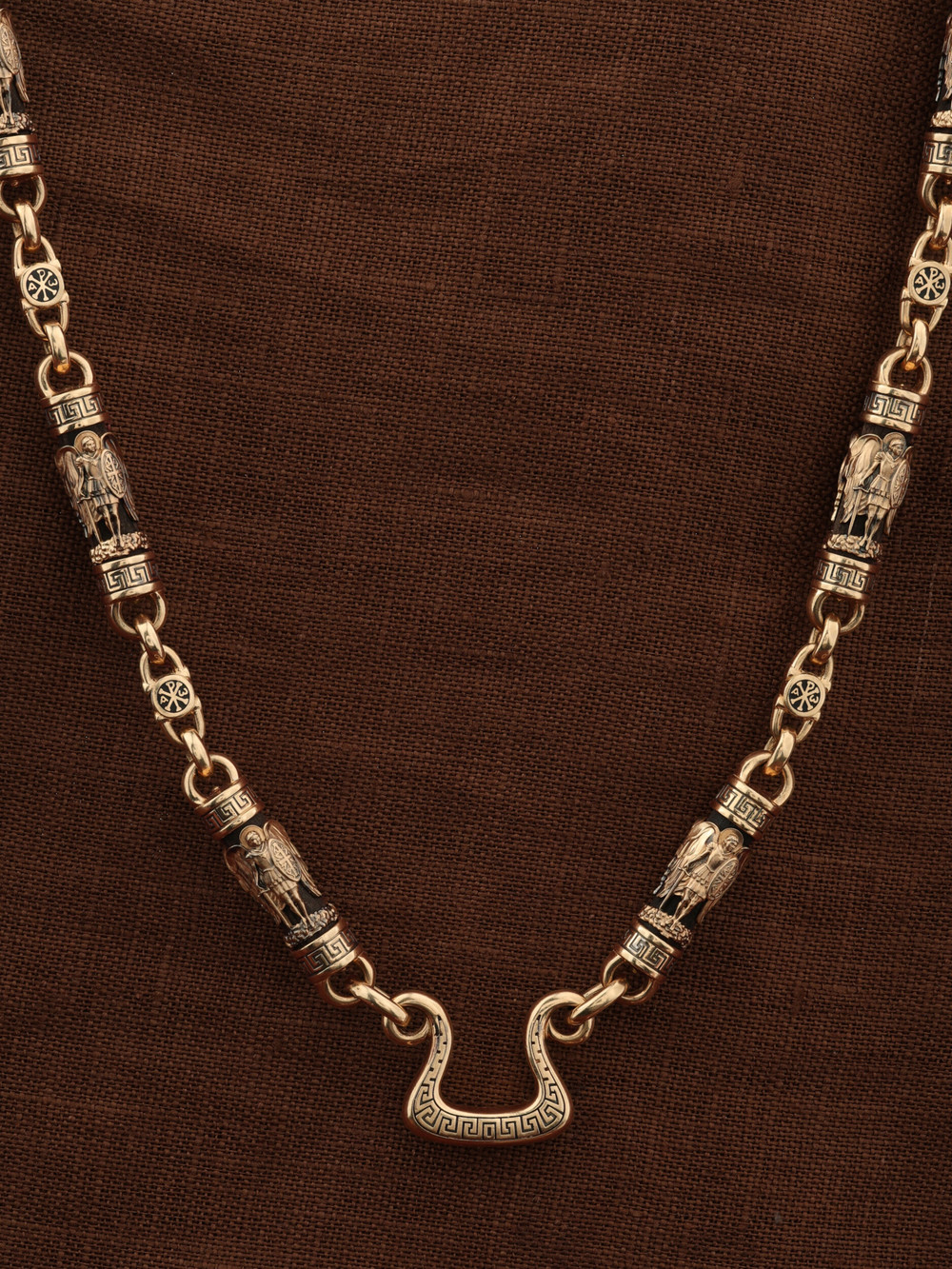 Цепь из золота c эмаль и эбеновым деревом