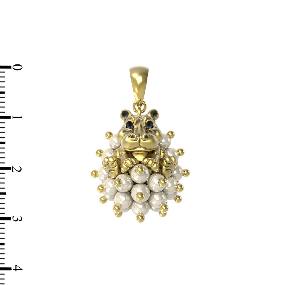 Подвеска из лимонного золота c эмаль и жемчугом