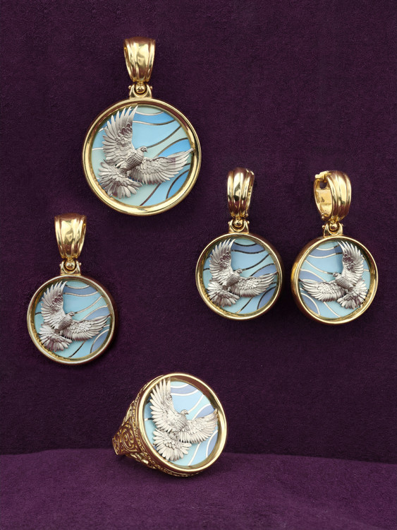 Серьги из лимонного золота c эмаль