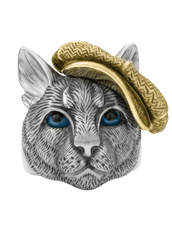 Кольцо из белого золота c эмаль