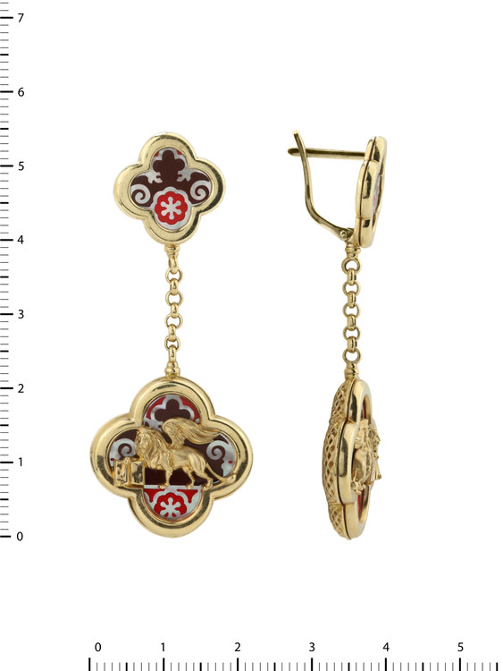 Серьги из лимонного золота c эмаль и перламутром