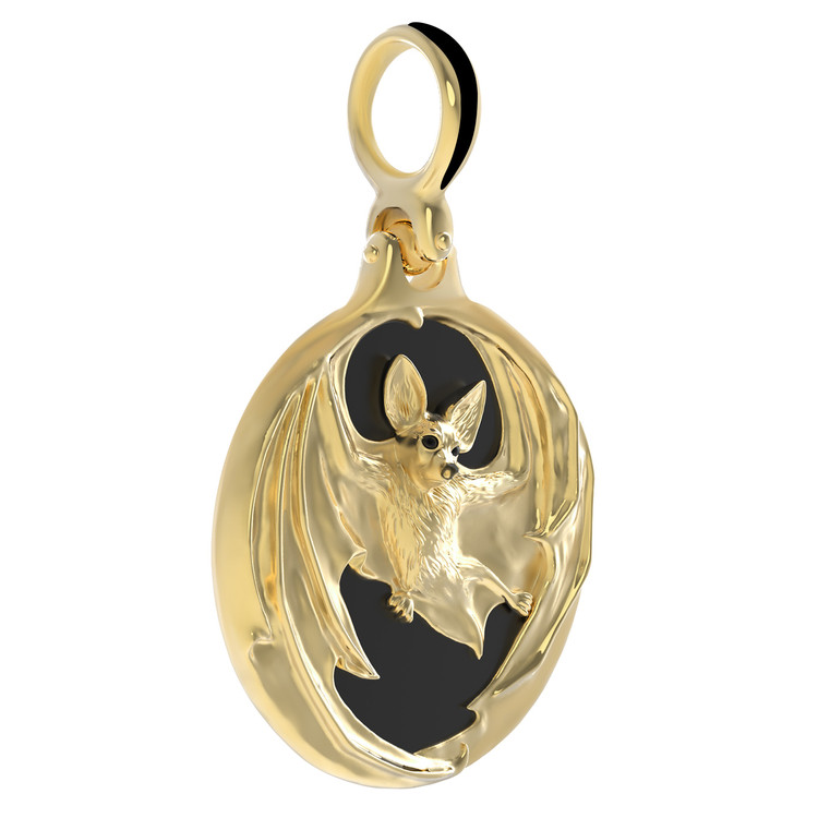 Подвеска из лимонного золота c эмаль и ониксом