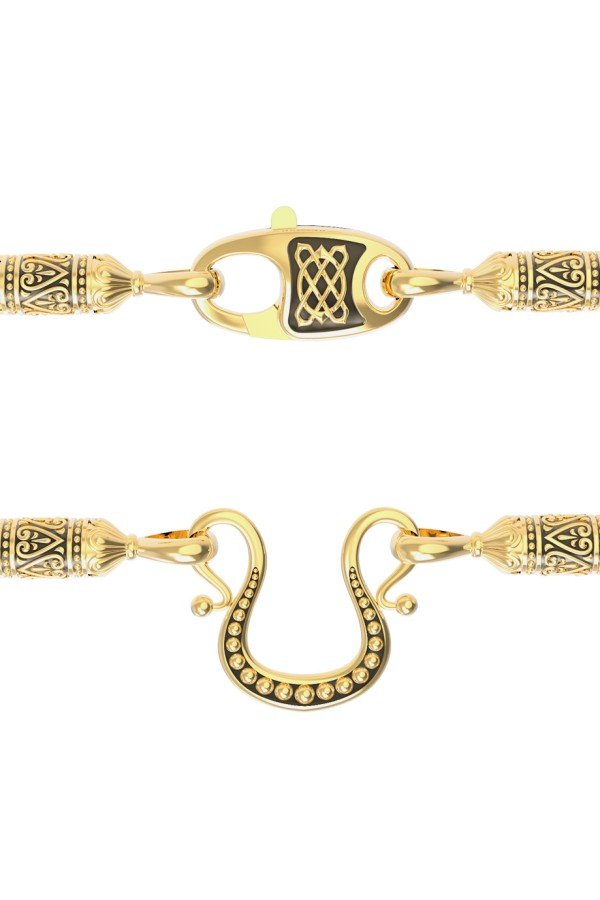 Гайтан из лимонного золота c кожаным шнурком