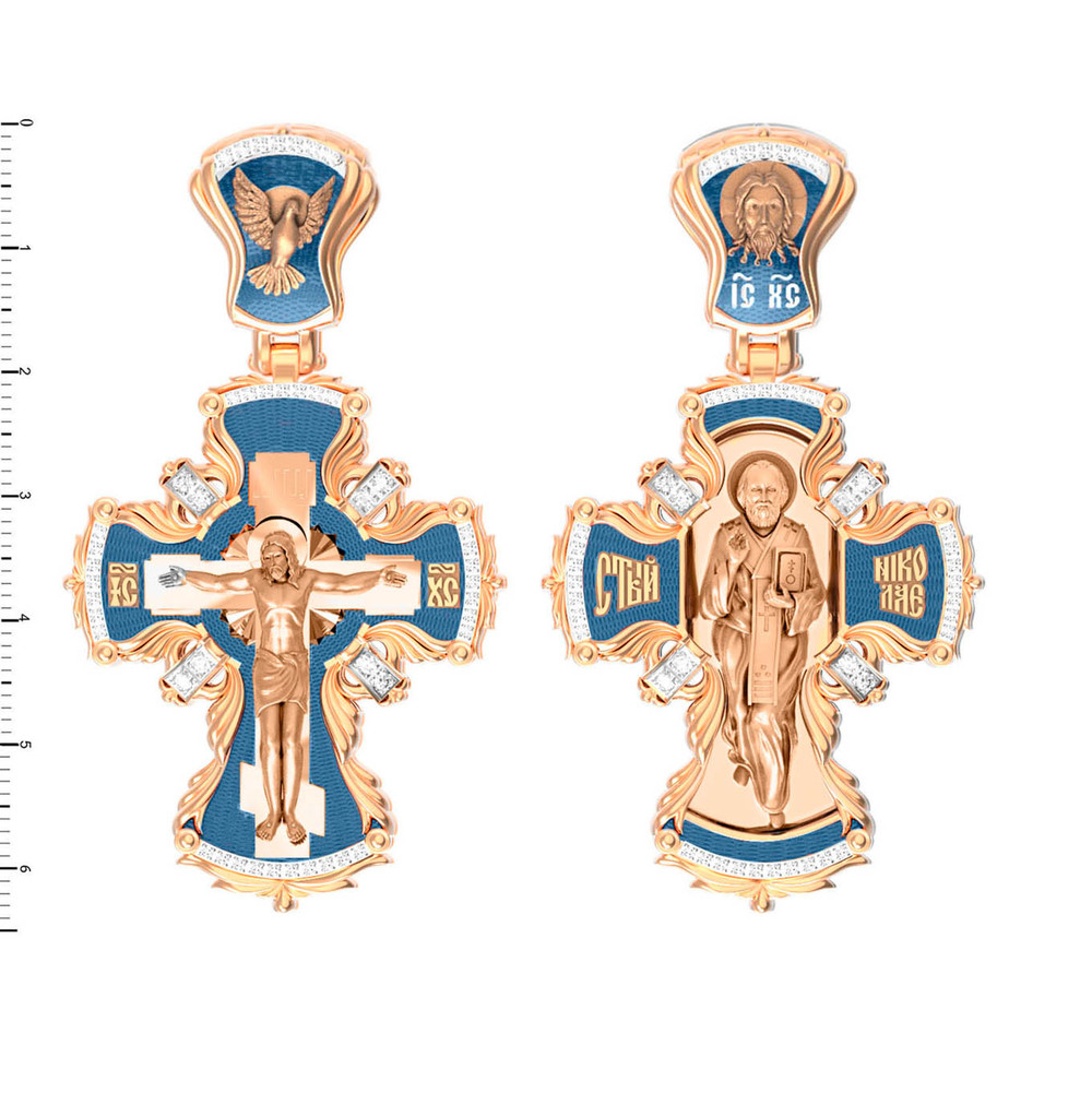 Крест из золота c эмаль и бриллиантами