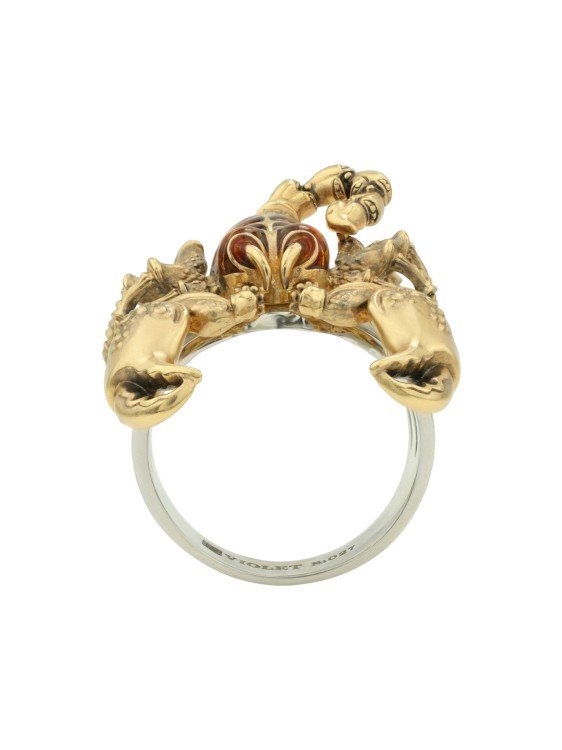 Кольцо из лимонного золота c эмаль