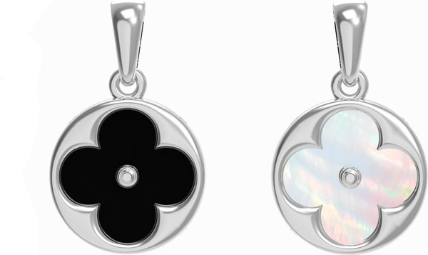 Подвеска из белого золота c ониксом и перламутром