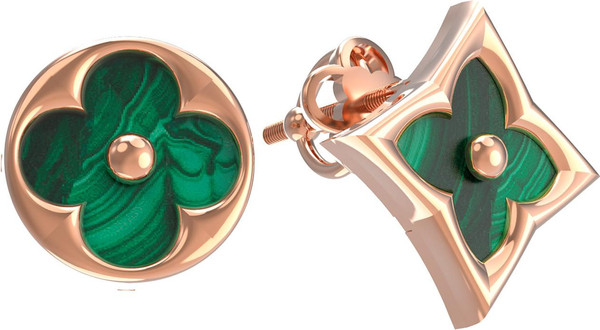 Серьги из золота c малахитом