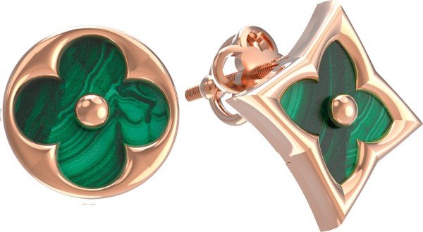 Серьги из золота c малахитом